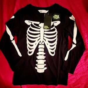 NWT H&M Glow in the Dark Skeleton Long Sleeve T-Shirt Child's 4-6 Years New